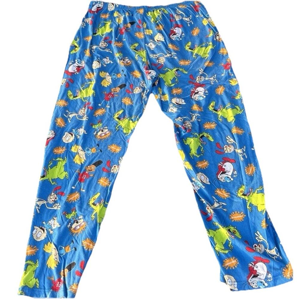 Vintage Nickelodeon Rugrats Bottoms Mens Size L Pajamas Cat Dog Ren Stimpy 90’s